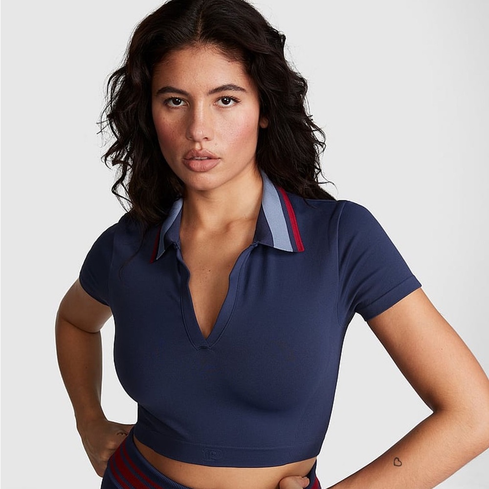 PINK Victoria’s Secret, Polo Shirt with Striped Collar